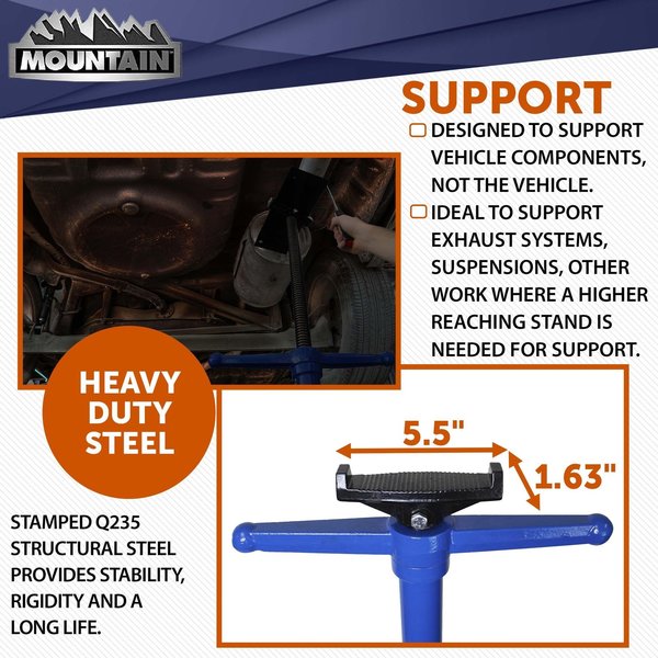 Mountain 1500 Lb Underhoist Stand And Vehicle Component Support Stand With Sturdy Large Base MTN50753A